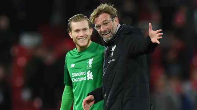 Loris Karius and Jurgen Klopp