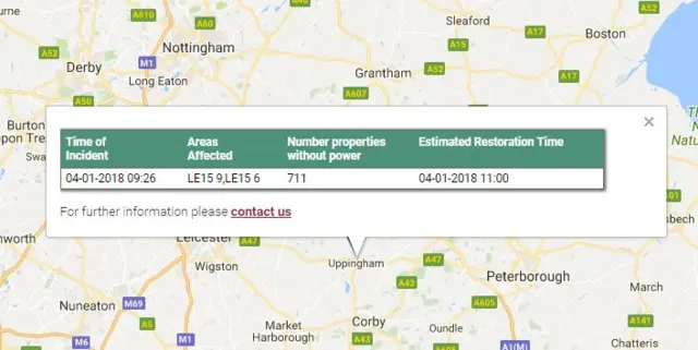 Oakham power cut infographic