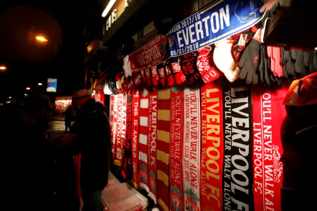 Liverpool and Everton half-an-half scarf