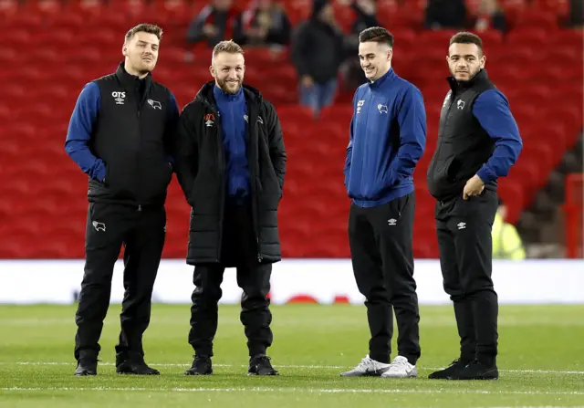 Derby's Chris Martin, Johnny Russell, Tom Lawrence and Mason Bennett_