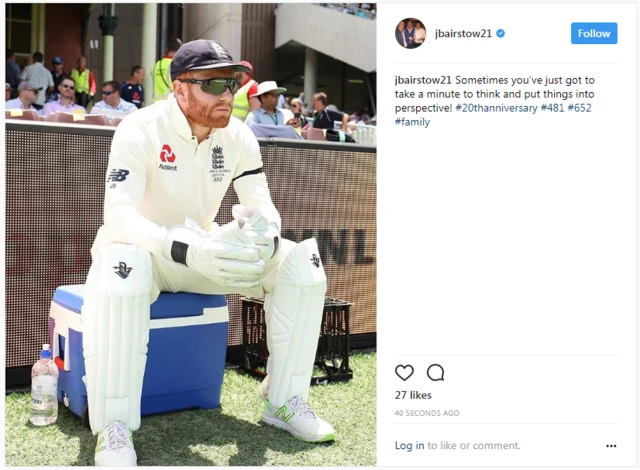 Jonny Bairstow Instagram