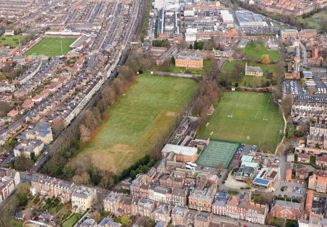 An aerial view of Bootham Park Hospital site