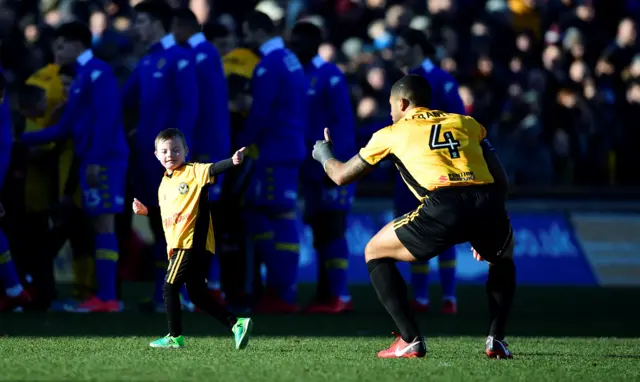 Newport's mascot prior to kick-off against Leeds