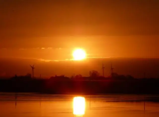 Sunrise over the water in Goole.