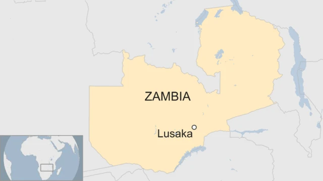 Map of Zambia showing Lusaka's location