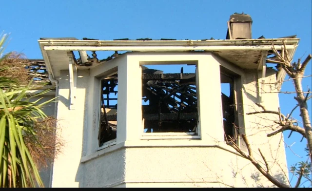 burnt out house