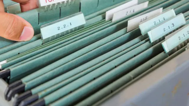 Folders in a document drawer