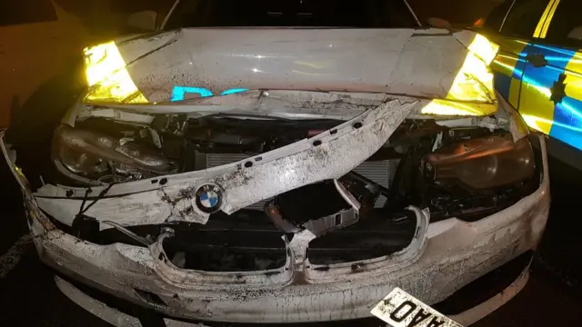 Damaged police car