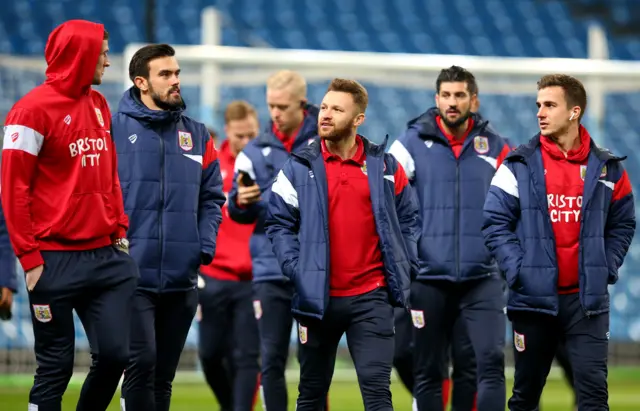 Bristol City squad looking around the Etihad Stadium