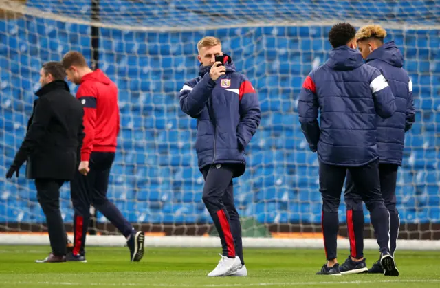 Bristol City squad looking around the Etihad Stadium