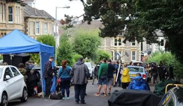 Filming on Leopold Street, Bristol