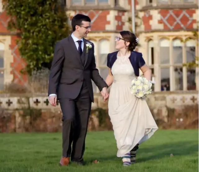 Joanna and James on their wedding day