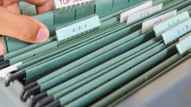 Documents in a drawer