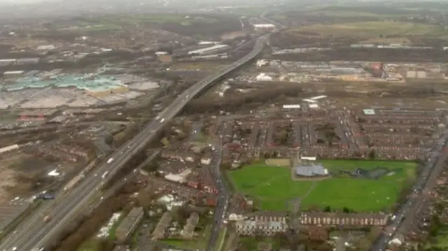 Aerial view in South Yorkshire