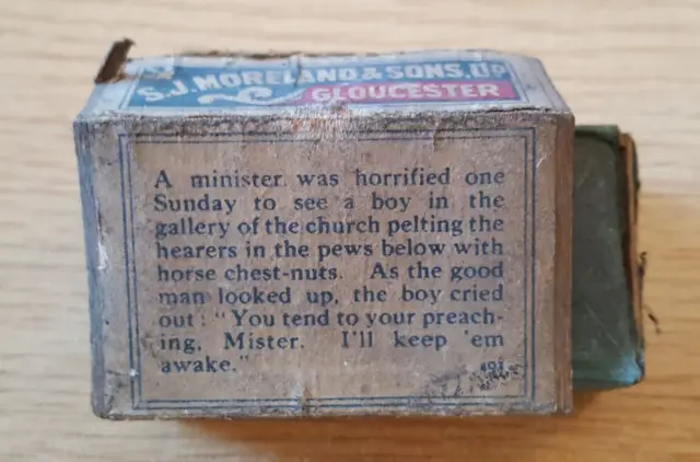 Story printed on the bottom of the matchbox