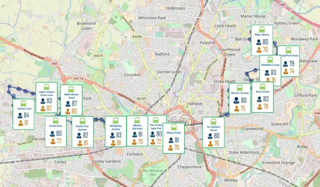 Bus route map