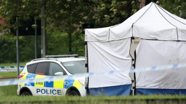 A white police forensic tent