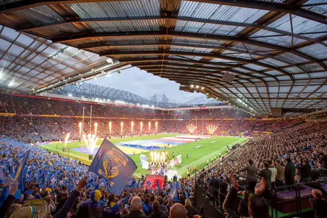 Old Trafford as the teams come onto the field