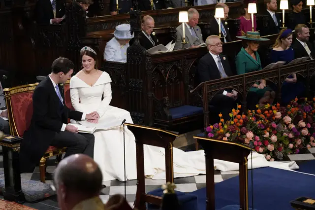 Princess Eugenie and Jack Brooksbank during wedding service