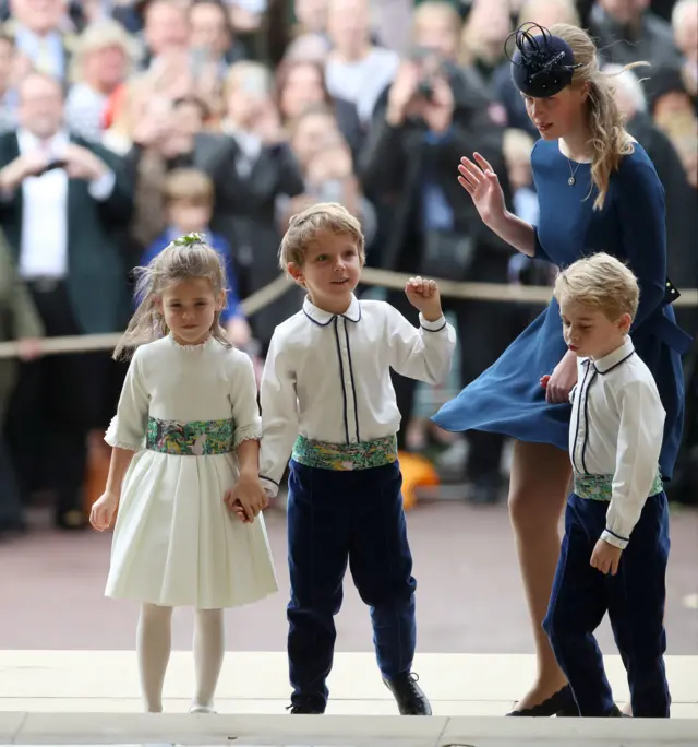 The bridesmaids and page boys, including Prince George