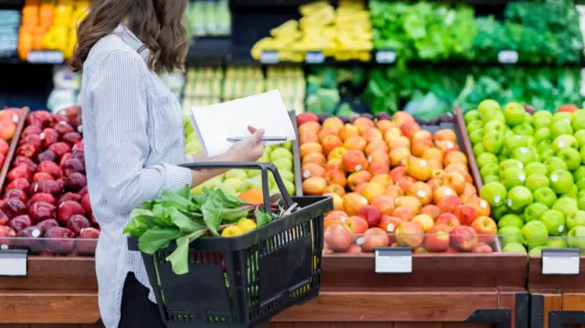 Woman buying groceries