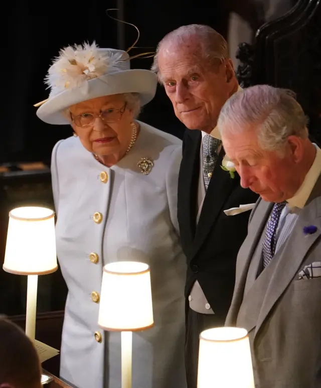 The Queen, Prince Philip and Prince Charles