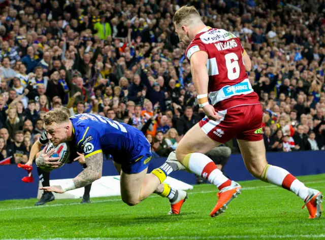 Josh Charnley scores his try