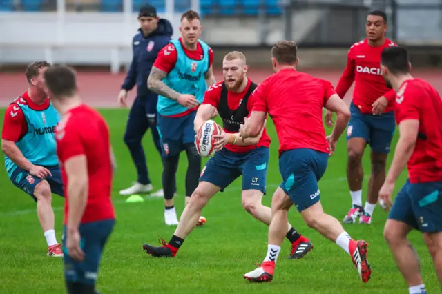 England players in training for next Wednesday's game against France