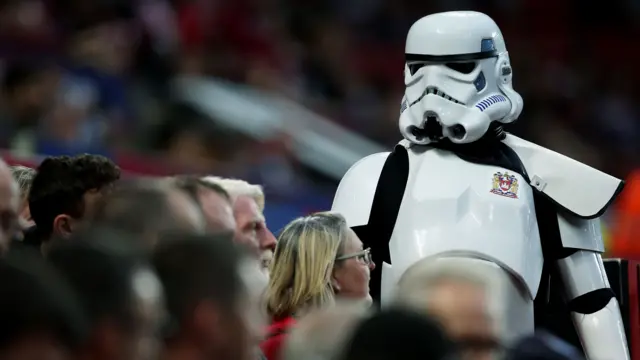 Wigan fan dressed up as a Storm Trooper