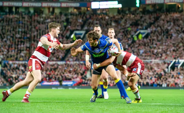 Warrington's Stefan Ratchford is tackled