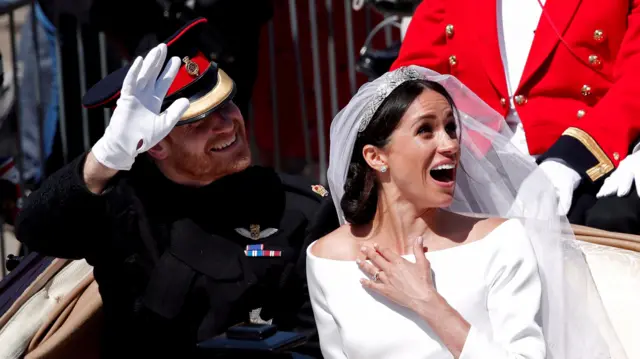 Prince Harry and Meghan on their wedding day