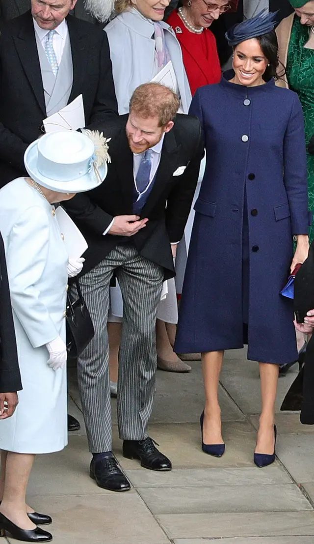 Prince Harry and Meghan with the Queen