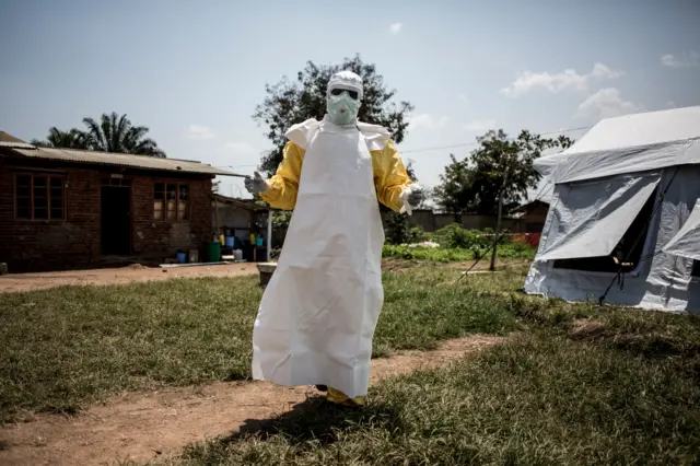 Ebola health worker in protective gear