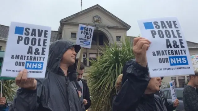 Protesters campaigning to save Poole A&E and maternity unit