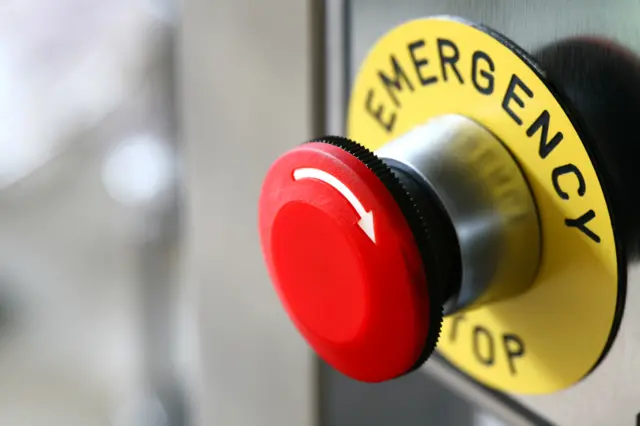 An emergency stop button