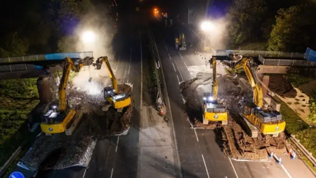 Bridge being demolished