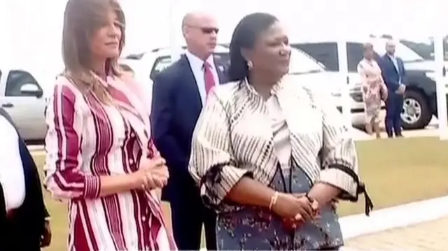 Melania Trump was met by Ghana's First Lady Rebecca Akufo-Addo