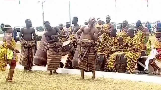 Dancers and musicians perform the US first lady