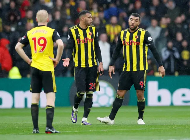 Watford players look frustrated