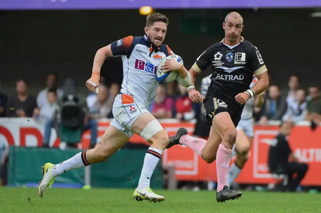 Edinburgh scrum-half Henry Pyrgos in action against Montpellier