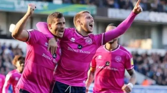 QPR celebrate at Ipswich