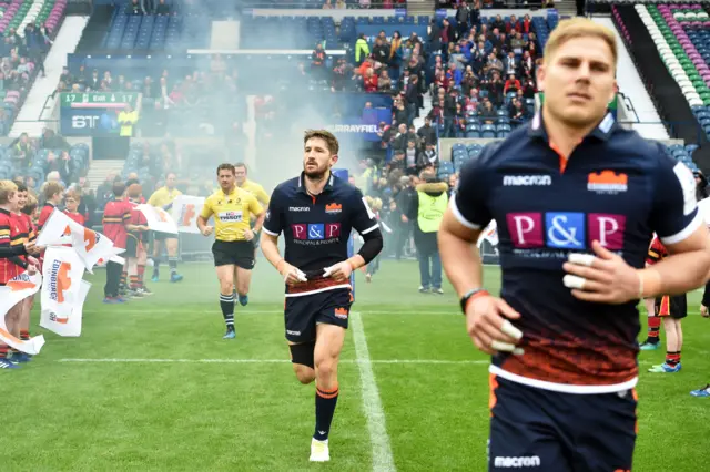 Edinburgh players run out for kick-off