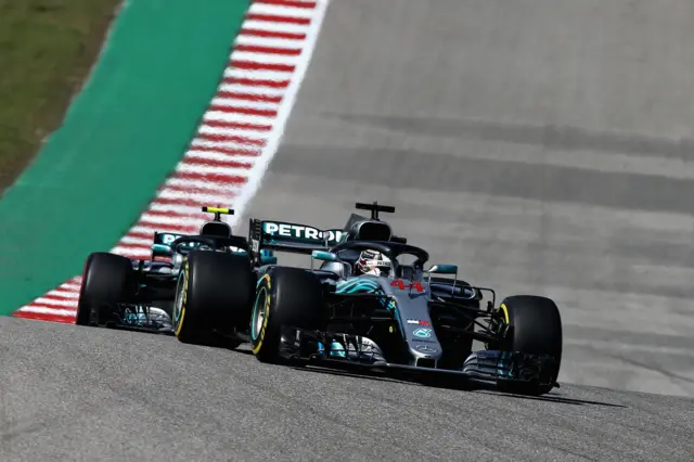 Mercedes' Lewis Hamilton and Valtteri Bottas