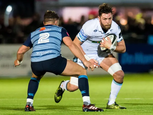 Ryan Wilson playing for Glasgow against Cardiff Blues