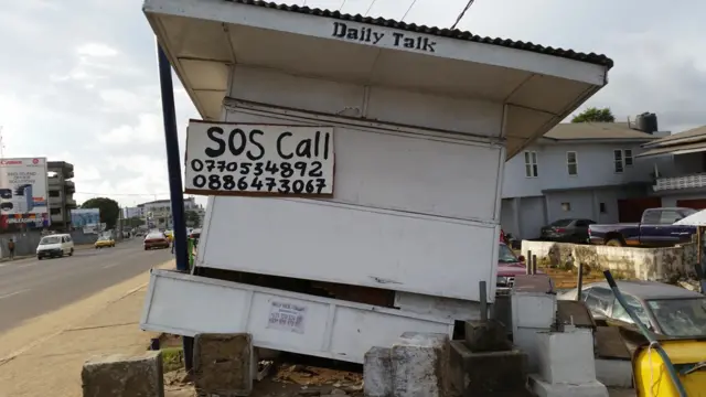 Damaged newsstand