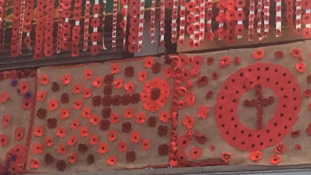 Poppies in the shape of a cross