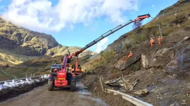 Teams have been working to carry out repairs to the debris fences above the A83 since 9 October