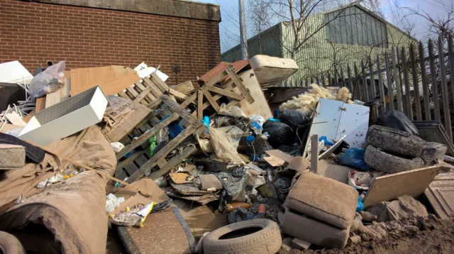 Fly-tipping pile