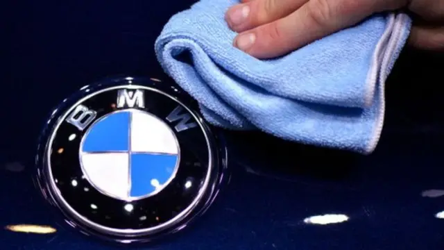 BMW logo being polished