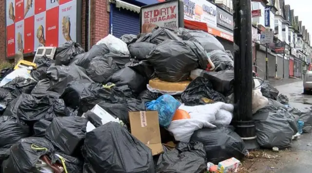 Waste piled up on Birmingham streets